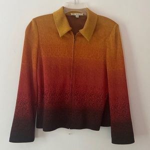 Beautiful ombré Knit Jacket with Zipper front and padded shoulders.